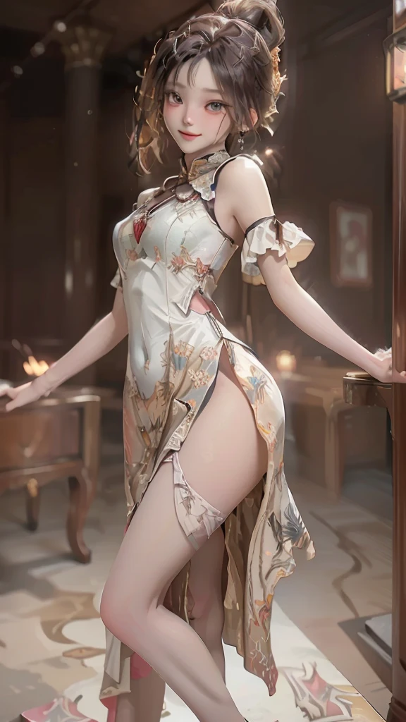 Tabletop, Highest quality, shape, Very detailed, finely, High resolution, 8k wallpaper, Perfect dynamic composition, Beautiful and exquisite,Random cute hair,,Natural color lip, Bold sexy pose,smile、20-year-old girl、cute、Looking into the camera,Always blur the background,Perfect and beautiful face,Slim face and figure,Big eyes、Putting on gal makeup,Small face,Shooting from below、Blurred Background,Elegant feminine face、smile、Actual Photos、Loritach、Actual photo、RAW Photos、Real human skin,Finely drawn skin:1,4、Transparency