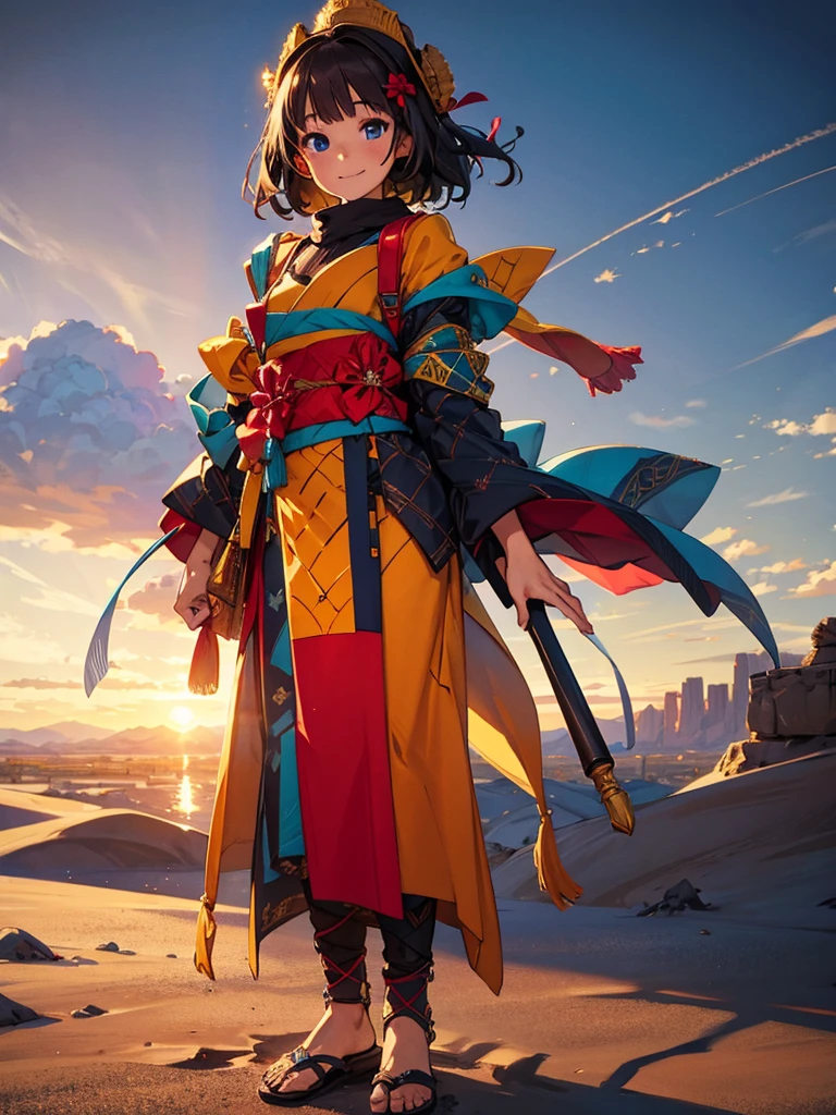 1 girl,Highest quality,((Highest quality)),((Tabletop)),((Perfect Face)),1 girl,smile,beauty,((Holographic)), (Desolate desert background) (Beautiful attention to detail: 1.2), (Highly detailed CG Unity 8K wallpapers, masterpiece, Highest quality, Very detailed, Best Shadow), (Detailed Background),People Girls, sketch,Cinematic,Like the cover of a movie