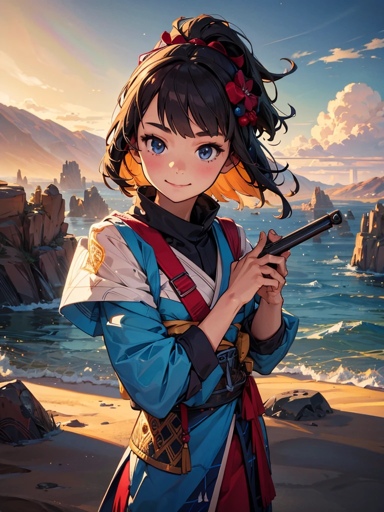 1 girl,Highest quality,((Highest quality)),((Tabletop)),((Perfect Face)),1 girl,smile,beauty,((Holographic)), (Desolate desert background) (Beautiful attention to detail: 1.2), (Highly detailed CG Unity 8K wallpapers, masterpiece, Highest quality, Very detailed, Best Shadow), (Detailed Background),People Girls, sketch,Cinematic,Like the cover of a movie