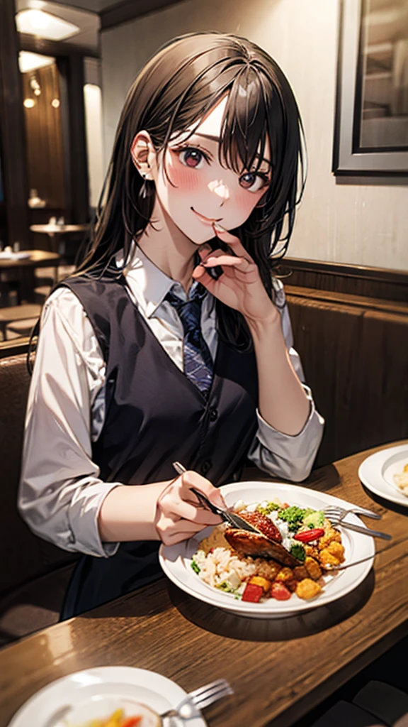 Woman  eat at resturant 