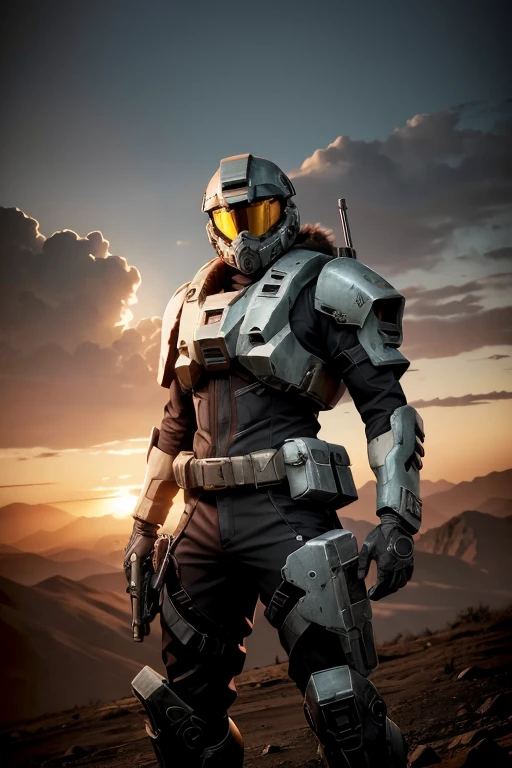 image that combines elements from Helldivers 2 and Helljumpers (ODSTs) from the Halo franchise in combat with squadron