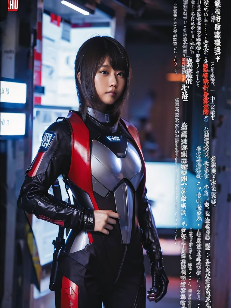 Woman in futuristic suit holding a gun in a factory, Cyberpunk art inspired by Len Mei, Trending on CGSociety, Neoism, Girl wearing mecha cyber armor, Cyber Suits, Cyber Suit, Porcelain Cyborg Armor, Sci-Fi Suit, Cyber Suit, Cyber Japan Armor, diverse Cyber Suits, Perfect android girl, Perfect anime cyborg woman, Cyborg Girl