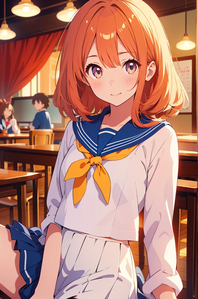 (Highest quality,Tabletop:1.2),(Anime Style,Comic Core:1.1),One Girl,Cute Style,Adorable,Highly detailed eyes,Highly detailed face,Very fine hair,About Hipdar,8k,solve,high school girl,Sailor suit,