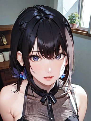 elegant、Beauty、Iris、Black Hair、Soft Light、4kresolution、high quality、Upper Body、moonlight、Summer Dresses