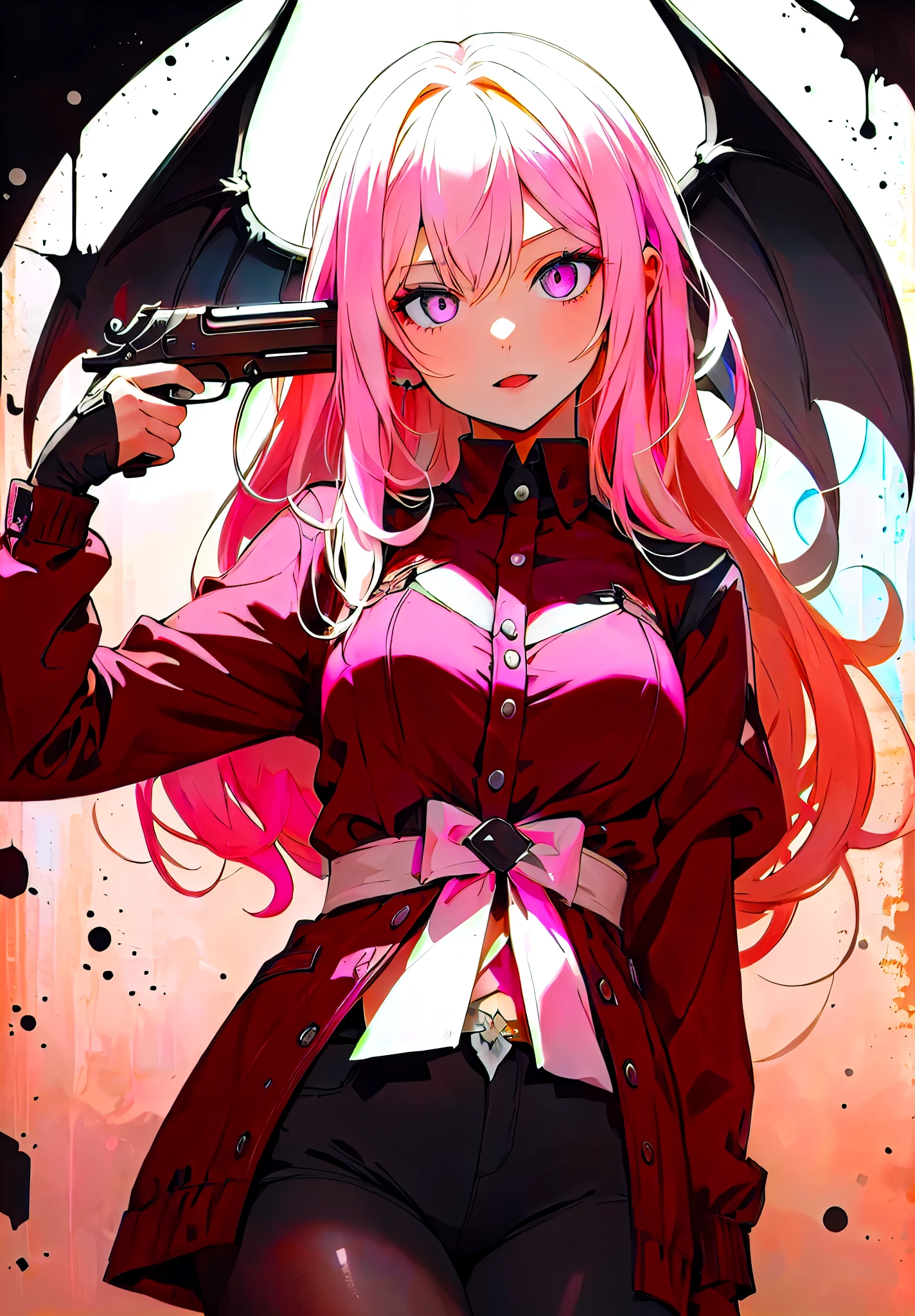 change hair to black and clothes to pink
