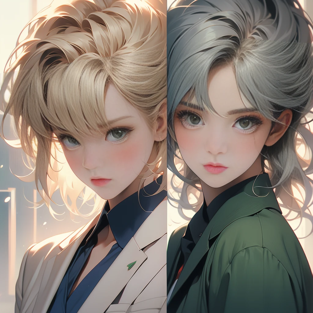 girl,blonde,Straight cut bangs,Hair tied in a low ponytail,Straight hair,break,Green Eyes,Eye size:1.6,break,White blazer with navy blue collar,,break,Red ribbon,Have a textbook or book,A melancholic look,blush,I'Embarrassed and a little angry,Upward glance,( About 10 years old)The ultimate nude sculpture, (((Very elegant and beautiful, Perfect detail, Very detailed))), whole body, 最も詳細なgirl, Written boundary depth, 美しく詳細なwhole body, Thin legs, girl1人, 23 years old, Short Hair, Spiked Hair, Gray and silver hair, Beautiful detailed hair, Perfect Face, Expressionless, Beautiful, detailed, deep eyes, Please open your mouth a little, Delicate arms and hands, Pale skin, Earrings, Beautiful and gorgeous necklace, Colorful background, HD background, Blurred Background, Very delicate and beautiful, masterpiece, (((Highest quality, Very beautiful 8K CG wallpaper))), (((Trendy hairstyles))), (Inside the room,Stylish interior,window),Lying on the bed, facing forward and looking at me