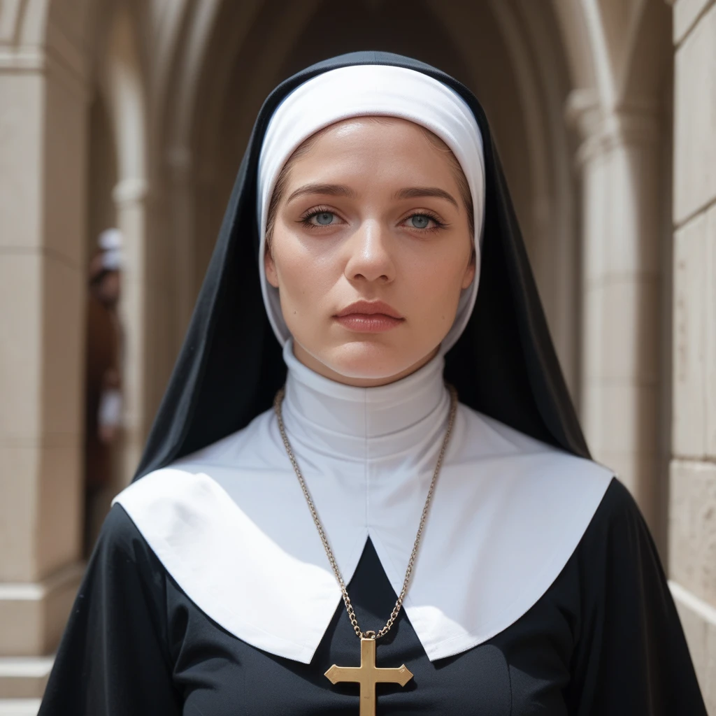 Nun, flashes her body under soutane