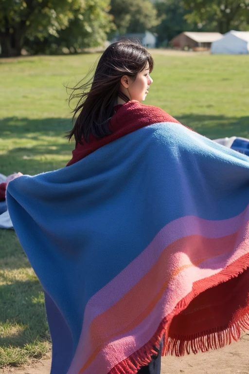 The blanket blew away