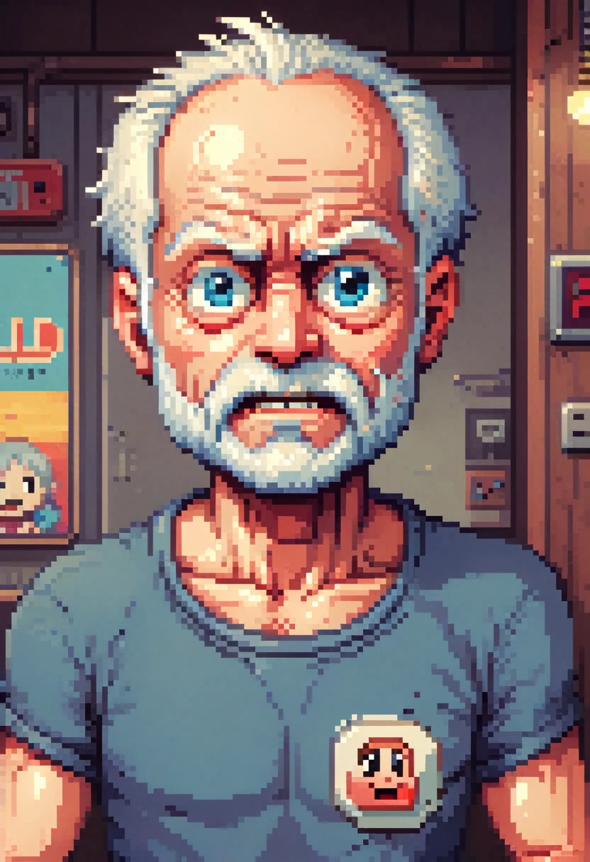 Hide the pain Harold, Retro game, Retro-style characters, 2d view, laterally, (masterpiece, best quality, perfect composition, Very aesthetically pleasing, most absurd, Ultra-detail, Intricate detailing, Specialist, offcial art, Representative work:1.3)