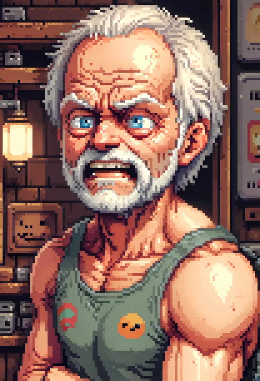 Hide the pain Harold, Retro game, Retro-style characters, 2d view, laterally, (masterpiece, best quality, perfect composition, Very aesthetically pleasing, most absurd, Ultra-detail, Intricate detailing, Specialist, offcial art, Representative work:1.3)