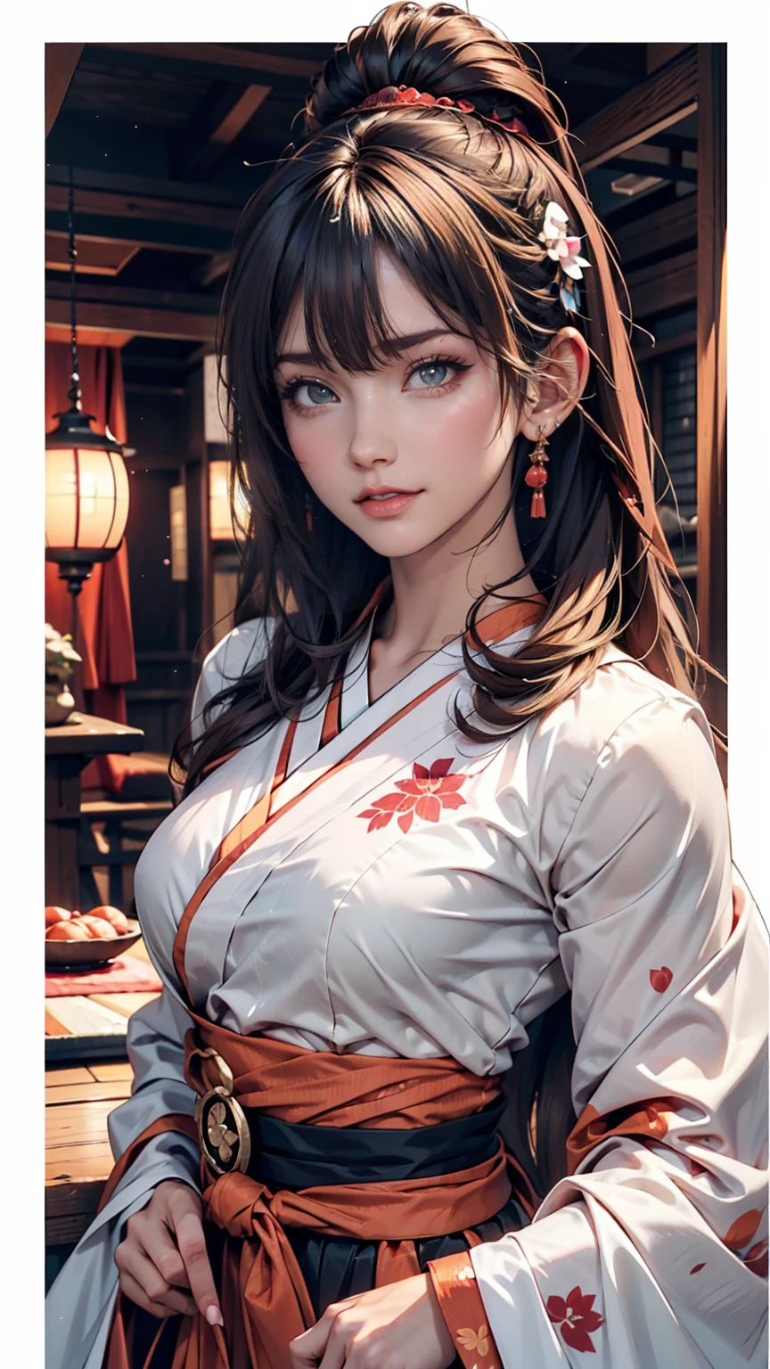 (1 girl:1.2), alone, Hime Cut,Traditional clothing of Japan, Red eyes,cartoon style, Joe Fenton, Expressionless black and white photo, camp, Undeserved, Bite, envy, Gust (Lovecraft),Calm, A kind smile, Wayne Barlow,, in gochuumon wa usagi desu ka? style, nostalgic