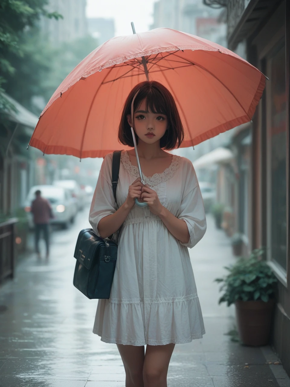 Girl under an umbrella