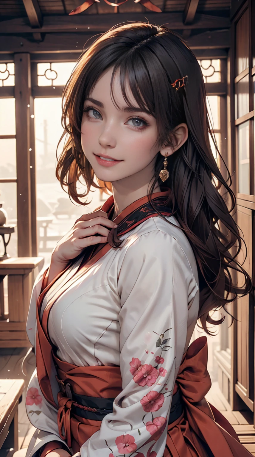 (1 girl:1.2), alone, Hime Cut,Traditional clothing of Japan, Red eyes,cartoon style, Joe Fenton, Expressionless black and white photo, camp, Undeserved, Bite, envy, Gust (Lovecraft),Calm, A kind smile, Wayne Barlow,, in gochuumon wa usagi desu ka? style, nostalgic