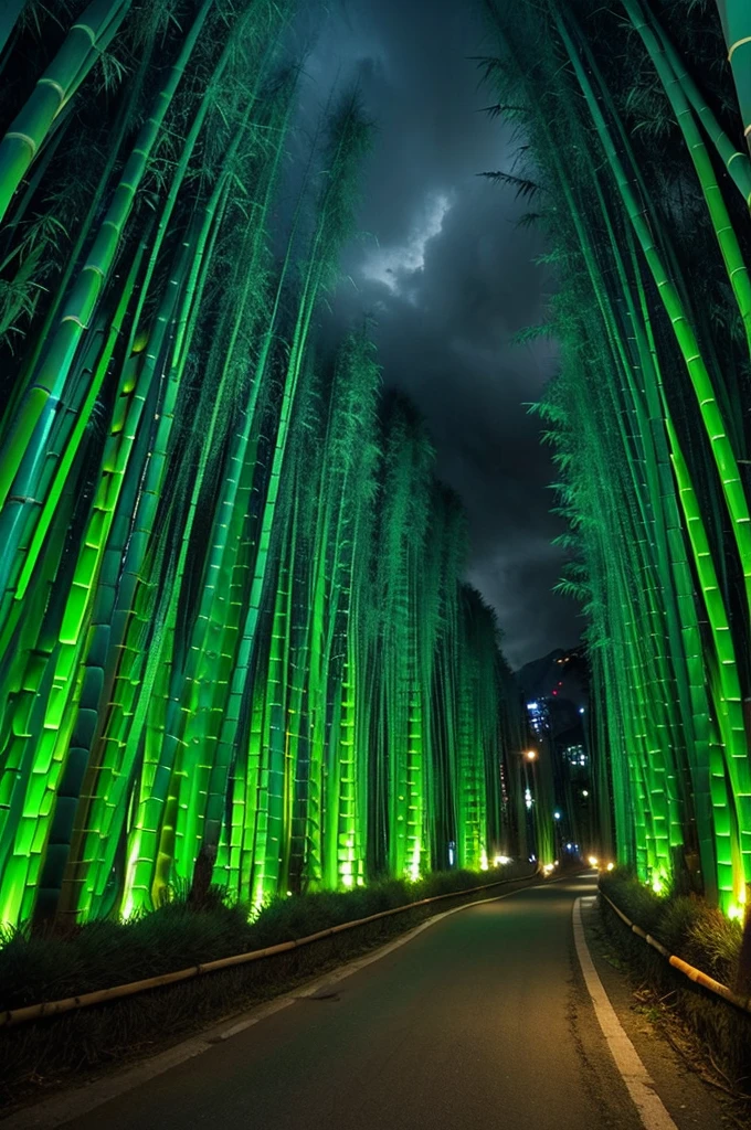 Pot Bamboo forest One-way road Eerie Scary Cloudy sky Evening