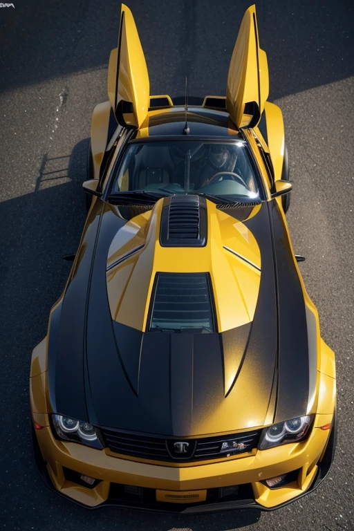 Make a dark yellow transformers decepticon furry fox car with fox vinyl with fox decal with furry fox fur details