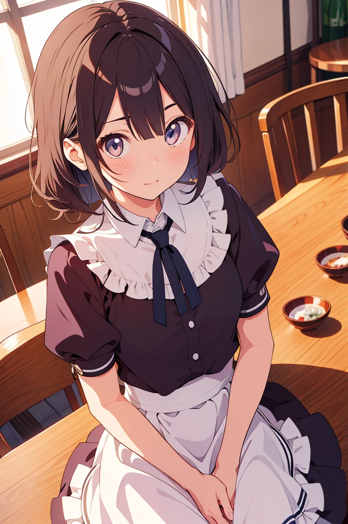 (Highest quality,Tabletop:1.2),(Anime Style,Comic Core:1.1),One Girl,Cute Style,Adorable,Highly detailed eyes,Highly detailed face,Very fine hair,About Hipdar,8k,solve,Maid,Maid服,