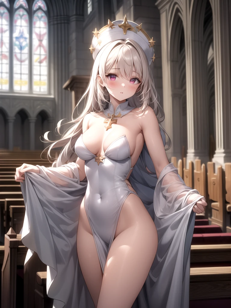 Perfect body, Beauty, masterpiece, Highest quality, Glowing Skin, blush, Sister, Are standing, church
