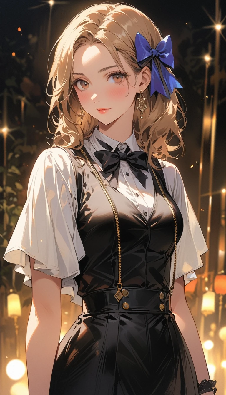 (Highest quality、masterpiece、High resolution、detailed), (Realistic skin texture:1.3), (detailedな目、Beautiful Face), One girl,, rtrophto1
break
//Fashion Vintage Chic,
Get retro vibes with a vintage chic outfit complete with bow tie and suspenders, Start with a tailored vest or waistcoat in a classic color like black., Navy blue, or charcoal grey, Pair with high-waisted pants or a pencil skirt for a sophisticated silhouette.。, Pair a crisp white button-down shirt with a colorful bow tie、Your individuality stands out。,
break
Layer on a pair of matching suspenders for a stylish and functional touch, Complete the ensemble with polished oxfords or loafers.、Wear your hair in soft waves or a sleek updo。, This vintage-inspired costume、Perfect for theme parties and cosplay events。, It embodies the timeless elegance of old Hollywood glamour.,
break