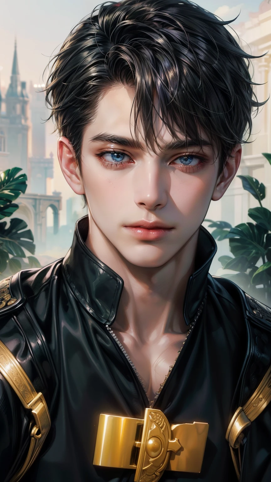 (masterpiece, top quality, best quality, official art, beautiful and aesthetic:1.2), boy, handsome, perfect details, highest detailed, (perfect face), big perfect eyes, shiny skin, HDR, extremely detailed surroundings, detailed background 