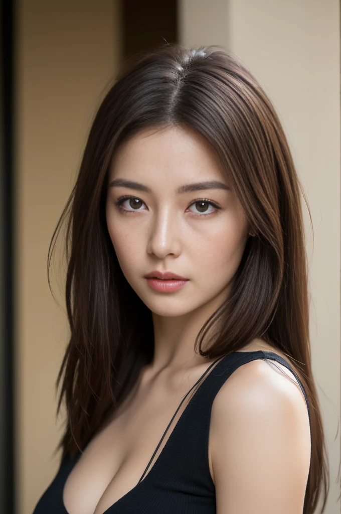 ((Best quality, 8k, Masterpiece :1.3)), Sharp focus :1.2, A pretty woman with perfect figure :1.4, Slender abs :1.2, ((Dark brown hair, Big breasts :1.2)), (Natural light, City street:1.1), Highly detailed face and skin texture, Detailed eyes, Double eyelid