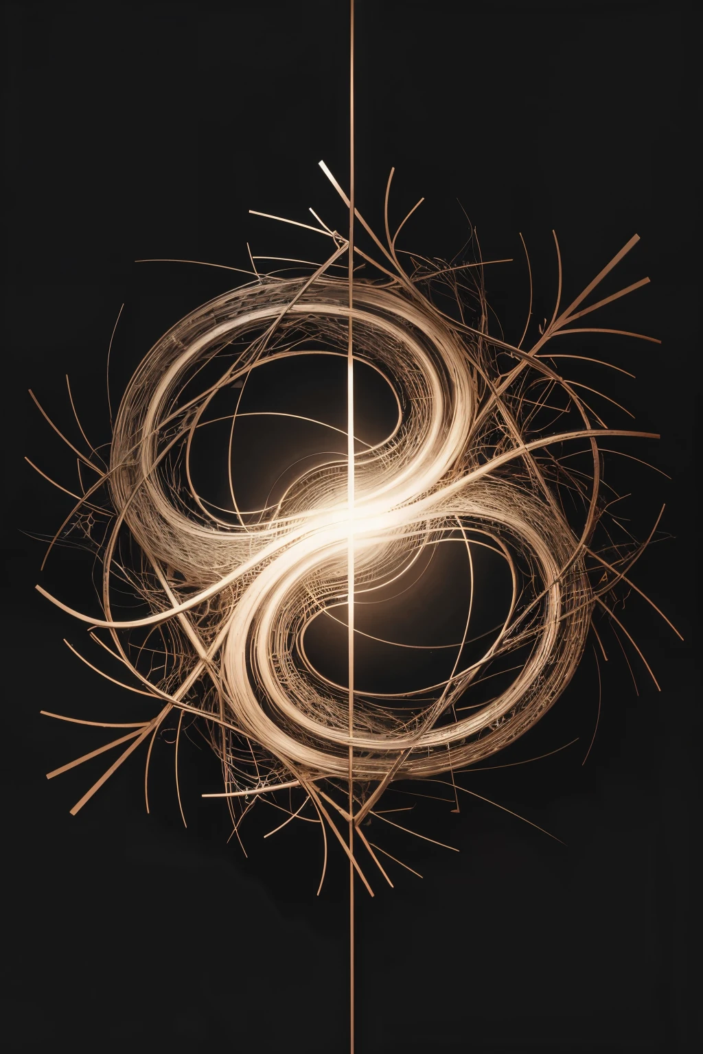 an abstract design representing a temporal flow and some branches along this representing alternative realities