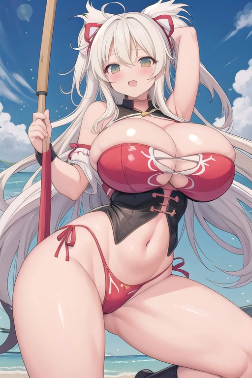 Senran Kagura (curved thighs), (huge breasts, perky breasts:1.4),