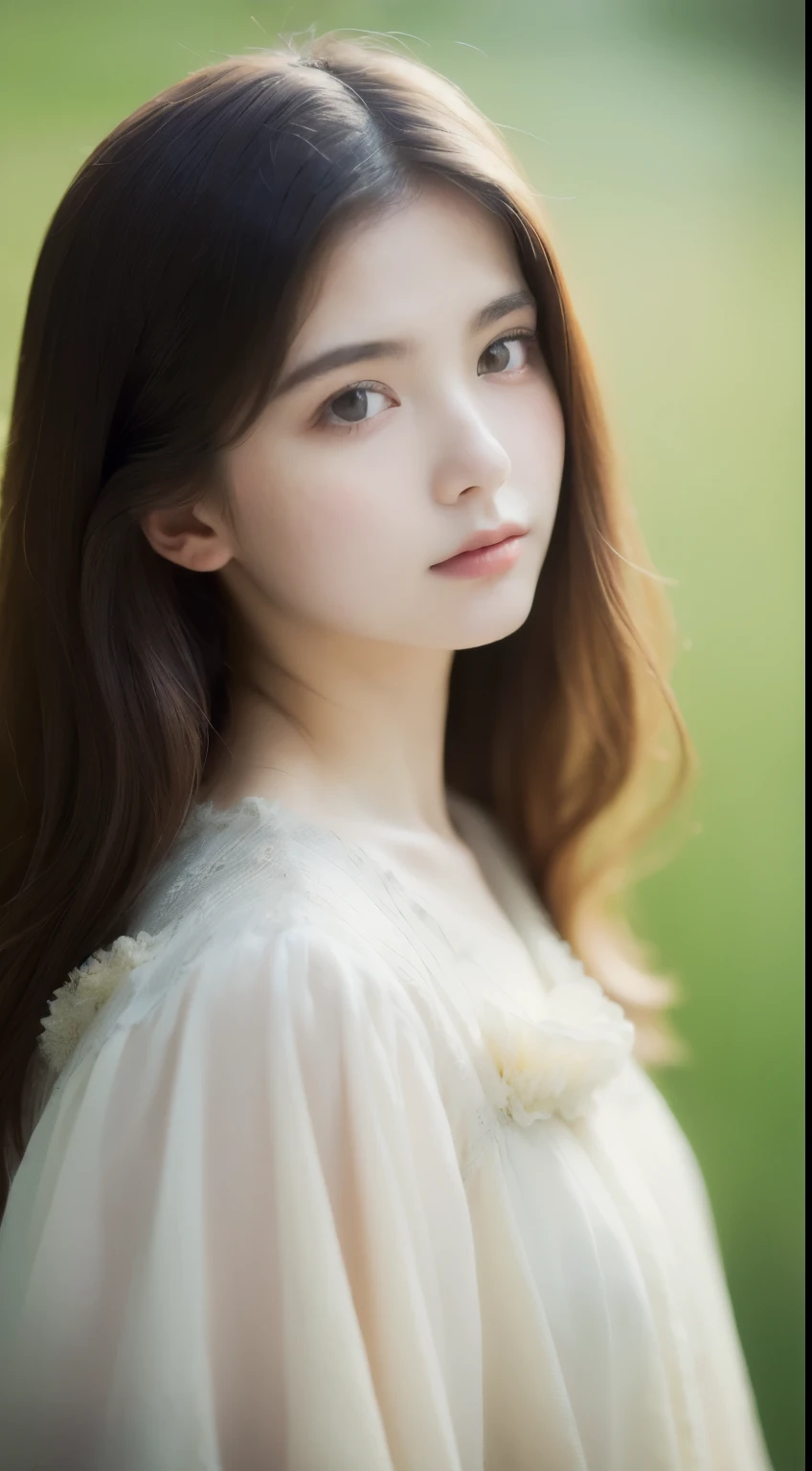 1 girl, (whole body), unknown , Detailed clothing, (Delicate illustrations:1.4),(Tabletop:1.0), (Highest quality:1.4), (Ultra-high resolution:1.2), (Realistic:1.4), (8k, RAW Photos:1.2), (Soft Focus:1.4), (18-year-old:1.3), (Sharp focus:1.4), (Renaissance art:1.4), Beautiful face in every detail, (White collar blouse), Holding an amaryllis flower with both hands