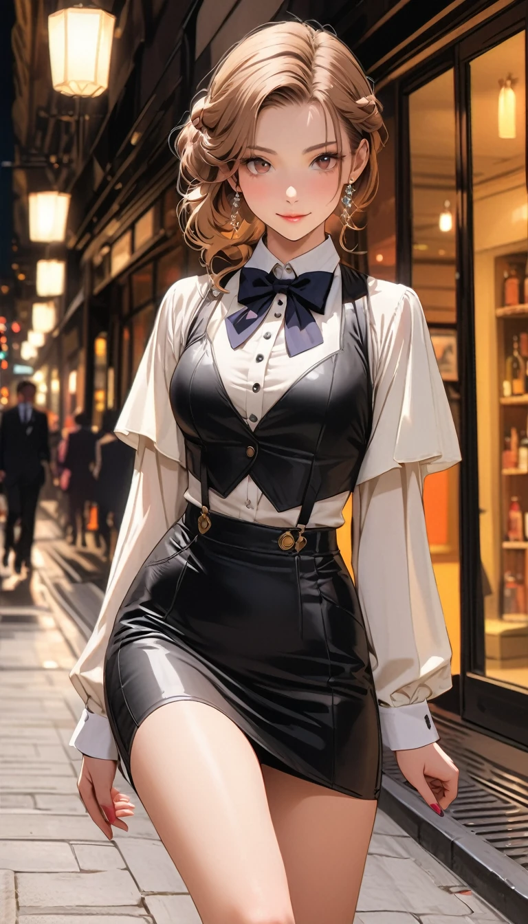 (Highest quality、masterpiece、High resolution、detailed), (Realistic skin texture:1.3), (detailedな目、Beautiful Face),  One girl,, 3D Anime Real,, rtrophto1
break
//Fashion Vintage Chic,
Get retro vibes with a vintage chic outfit complete with bow tie and suspenders, Start with a tailored vest or waistcoat in a classic color like black., Navy blue, or charcoal grey, Pair with high-waisted pants or a pencil skirt for a sophisticated silhouette.。, Pair a crisp white button-down shirt with a colorful bow tie、Your individuality stands out。, 
break
Layer on a pair of matching suspenders for a stylish and functional touch, Complete the ensemble with polished oxfords or loafers.、Wear your hair in soft waves or a sleek updo。, This vintage-inspired costume、Perfect for theme parties and cosplay events。, It embodies the timeless elegance of old Hollywood glamour.,
break