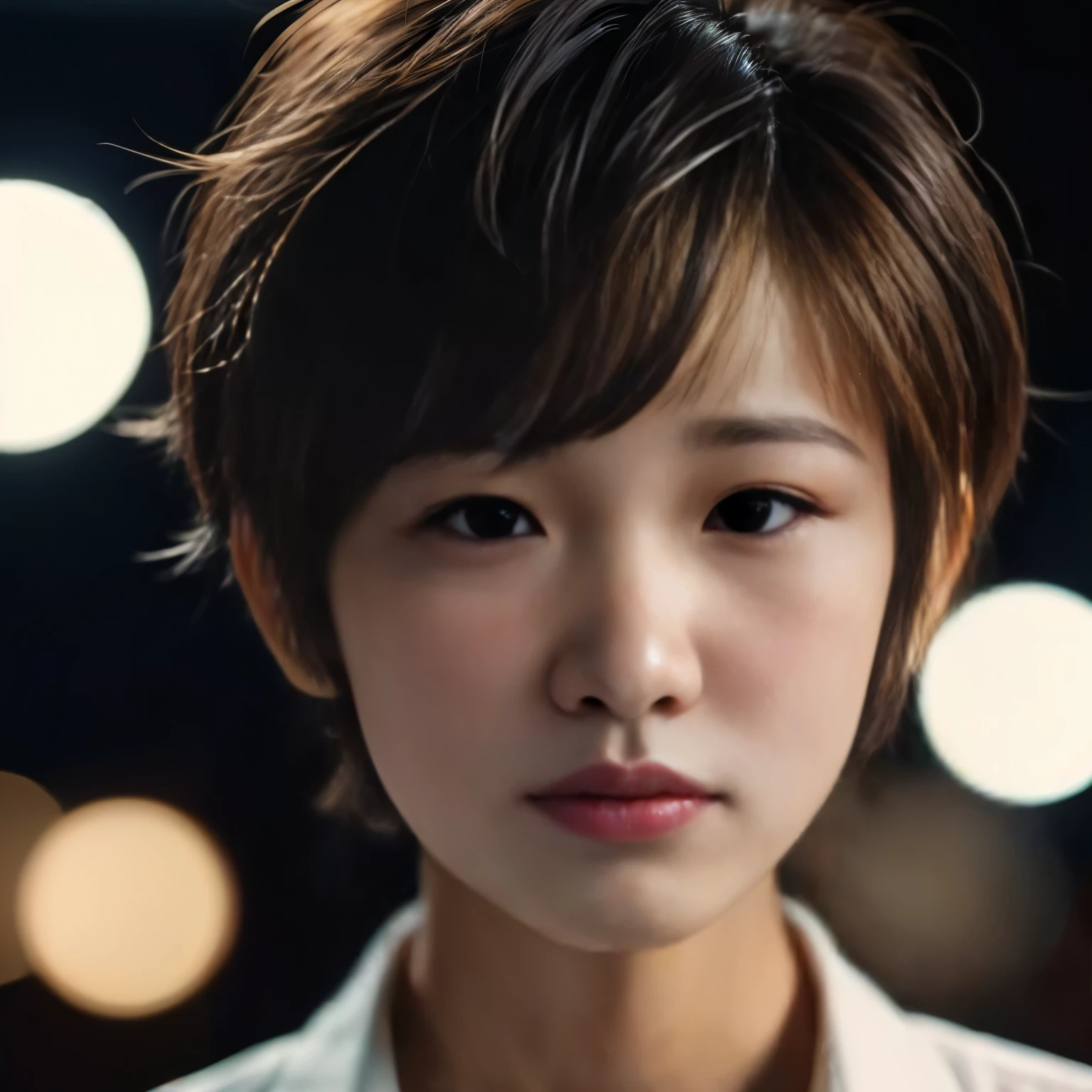 An Asian woman in her fifties with short hair and a white shirt, Portraits of Korean female idols, Young and adorable Korean face, beautiful south Korean women, Korean Girls, K-Pop Idol Portraits, Kwak Ji-yeon, Korean women, Young and pretty Asian face, beautiful young Korean women, 1 3 5 mm Nikon Portrait, Young Asian Woman, Jaeyoung Nam
