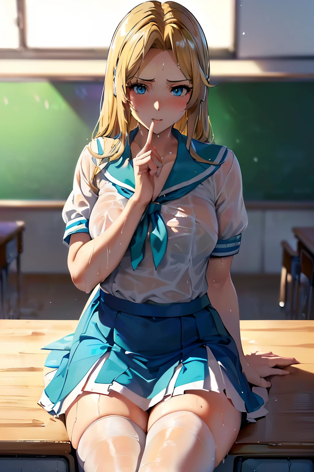 Masterpiece 8k(((((Alice)))))
((woman,The facial expression is accurate,Anime style face,greenish blue eyes ))
Group
(((((Location: School classroom)))))
8k(((((high school girl)))))
(((((The place is school)))))
(((((womanは授業を受けている)))))
8k(((((Wet)))))
((The depiction of the breasts is accurate)))