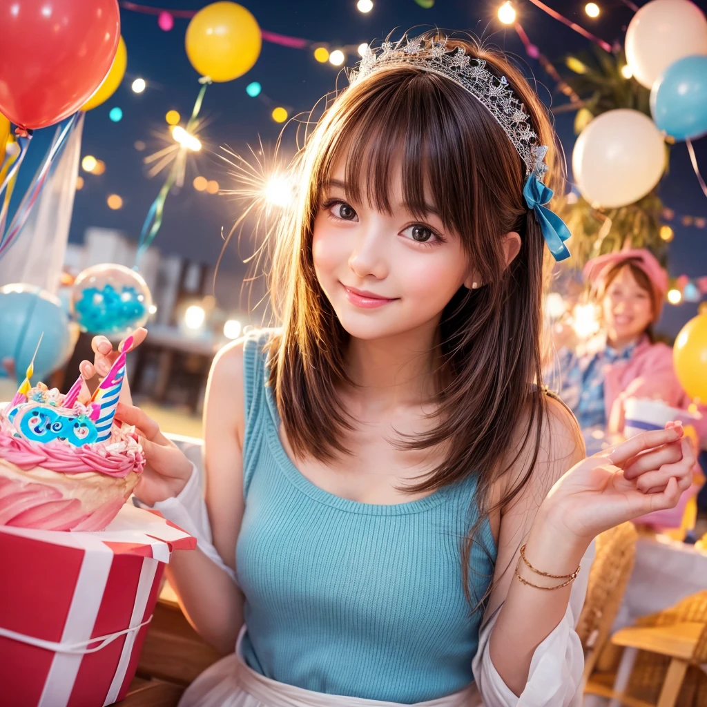 birthday, celebration,, cute, An illustration, girl,