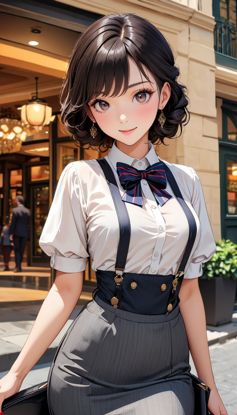 (Highest quality、masterpiece、High resolution、detailed), (Realistic skin texture:1.3), (detailedな目、Beautiful Face), One girl,, 3D Anime Real,, rtrophto1
break
//Fashion Vintage Chic,
Get retro vibes with a vintage chic outfit complete with bow tie and suspenders, Start with a tailored vest or waistcoat in a classic color like black., Navy blue, or charcoal grey, Pair with high-waisted pants or a pencil skirt for a sophisticated silhouette.。, Pair a crisp white button-down shirt with a colorful bow tie、Your individuality stands out。,
break
Layer on a pair of matching suspenders for a stylish and functional touch, Complete the ensemble with polished oxfords or loafers.、Wear your hair in soft waves or a sleek updo。, This vintage-inspired costume、Perfect for theme parties and cosplay events。, It embodies the timeless elegance of old Hollywood glamour.,
break