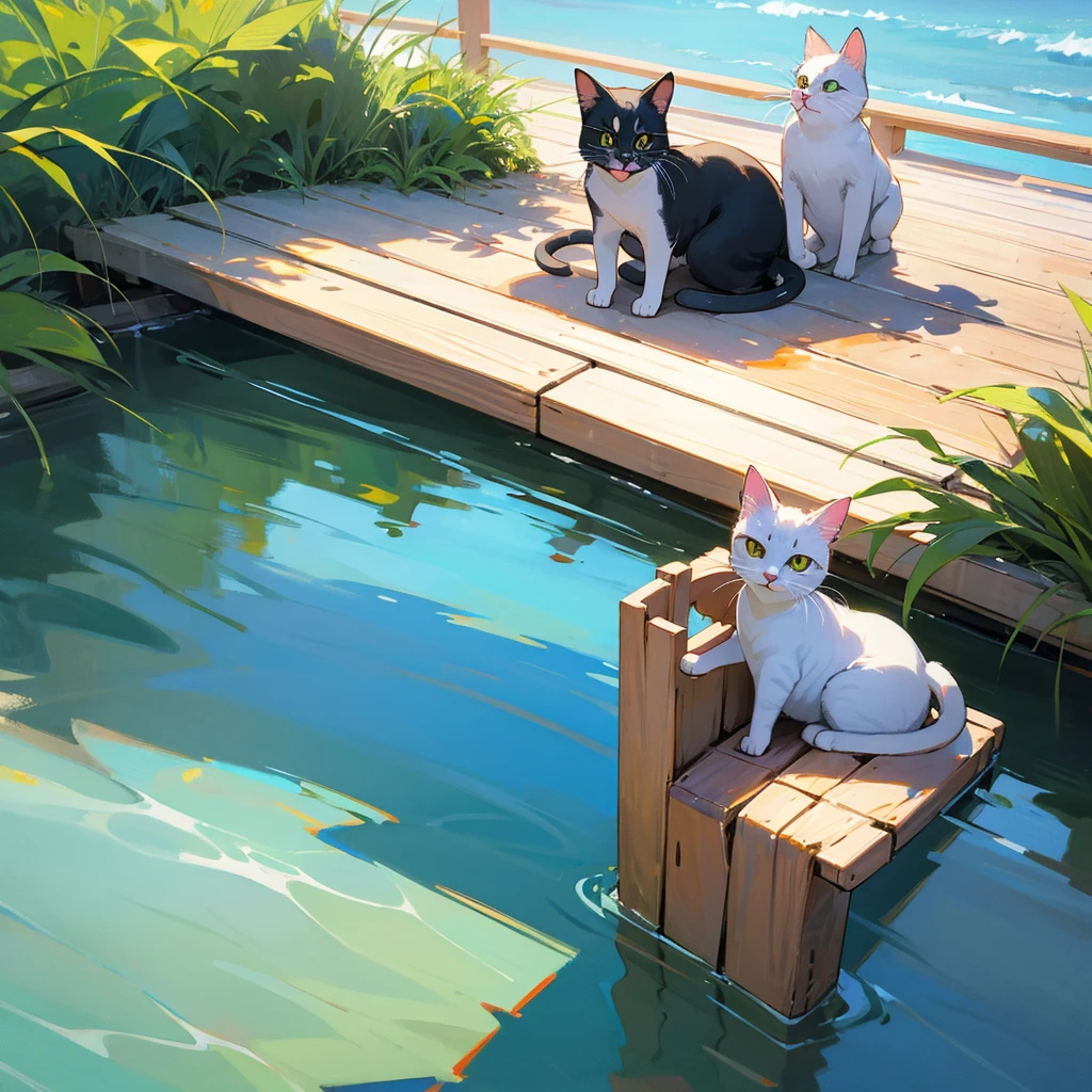Cute cat by the water