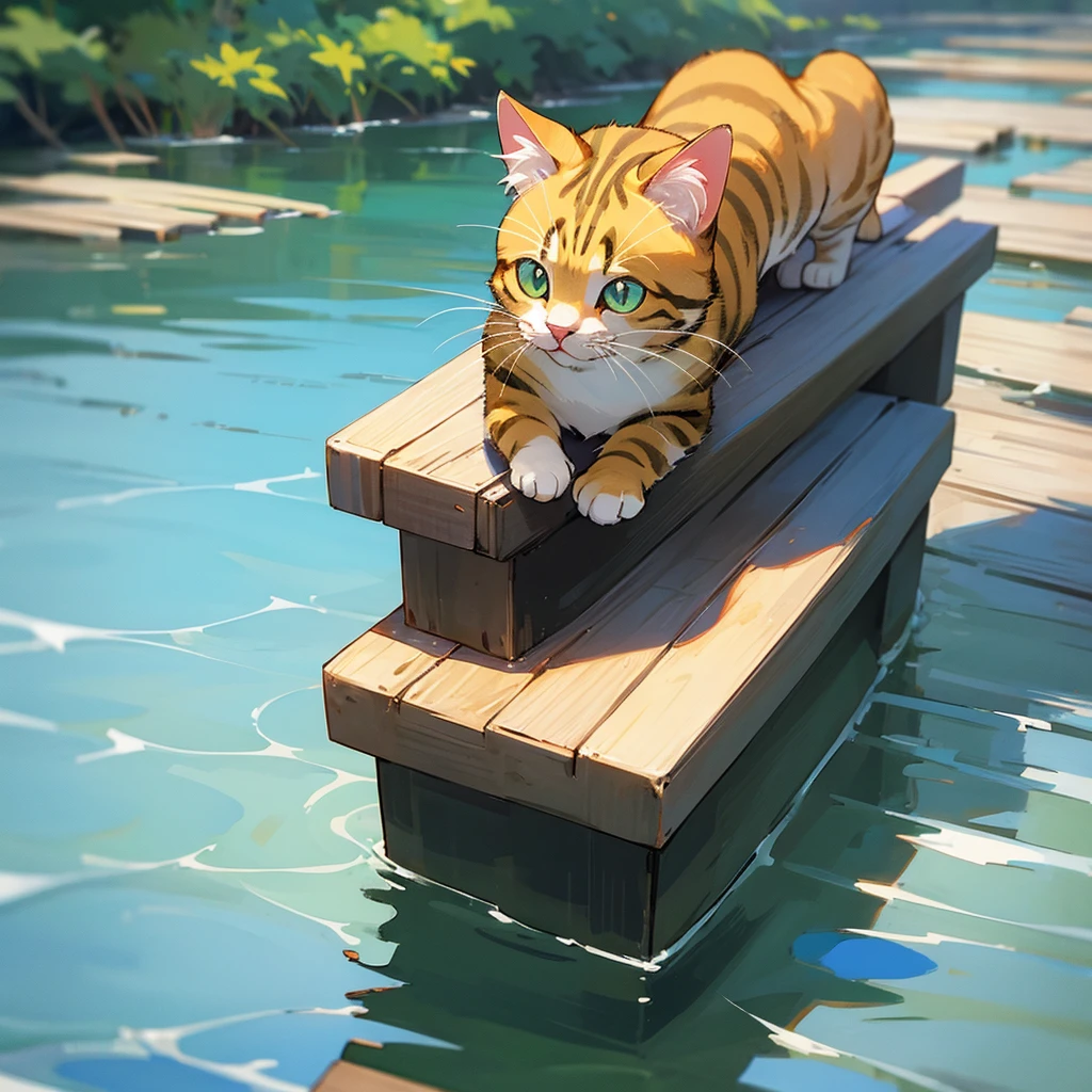Cute cat by the water