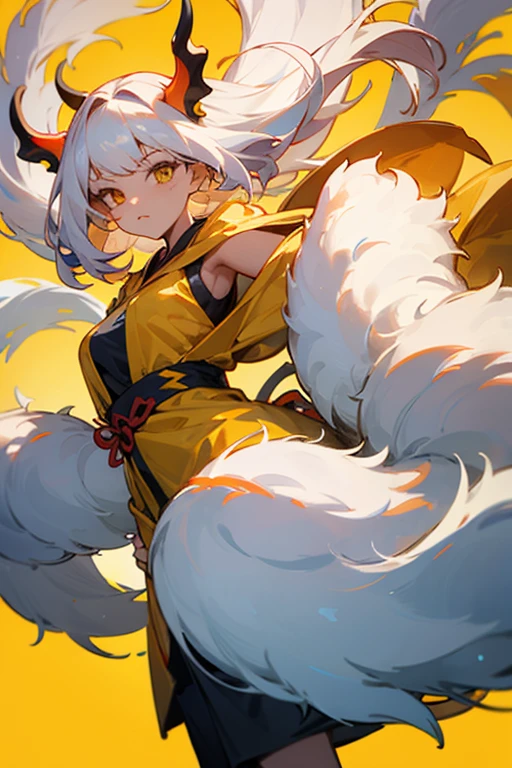 Nine-Tailed Girl, Yellow background