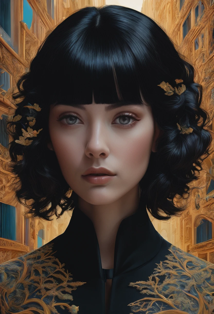 black hair, Surrealism, 8 K, super detail