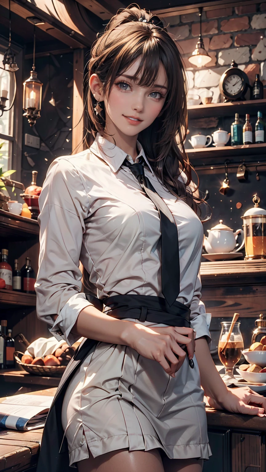 girl, Black Hair, sister, Tie your hair into a ponytail、Smile at the speaker, High-quality images, masterpiece, beautiful girl, Cafe,