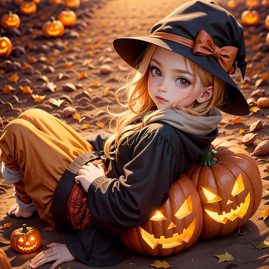 Halloween Trick or Treat, Season Autumn, Pumpkin field, boy, cute, beautiful,