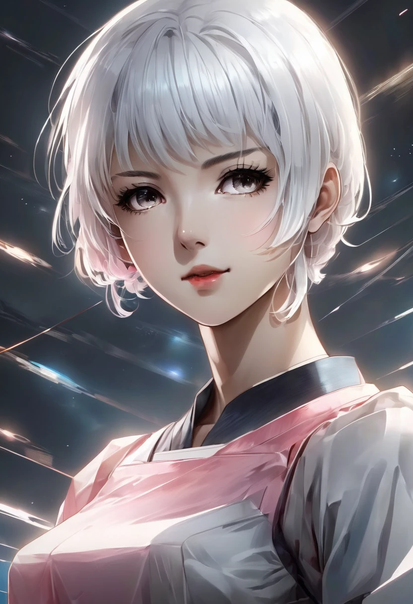 score_9, score_8_up, score_7_up,source_anime, high res image,masterpiece,best quality,girl,cute face,clear skin,white hair,short hair,pink eyes,