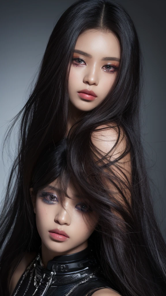 1 African model , Hair Model, Unique hair details, Cyberpunk Fashion, Near future , double eyelid, Fuller lips, Professional makeup