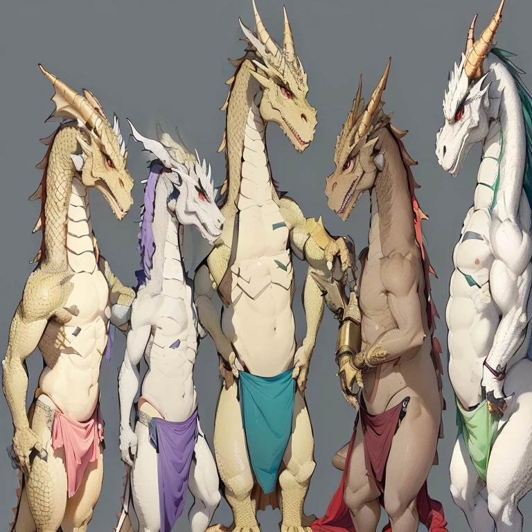 there are five different types of dragon in underwears, young male anthro dragon, anthro dragon art, draconians, but as an anthropomorphic dragon, as an anthropomorphic dragon, dragon body, male robotic anthro dragon, dragon-inspired cloth robes, commission for high res, full body dragon concept, sfw version
