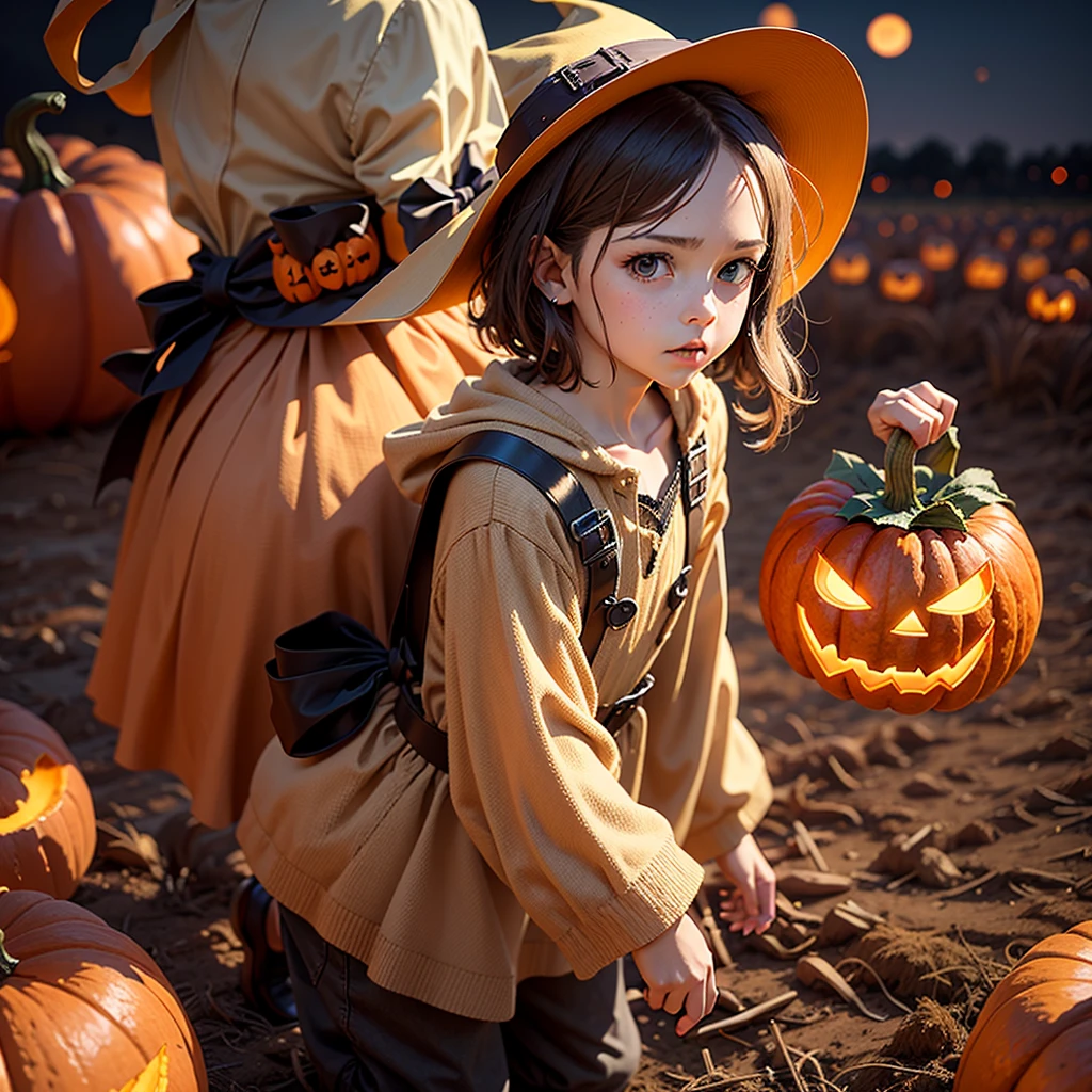 Halloween Trick or Treat, Season Autumn, Pumpkin field, boy, cute, beautiful,