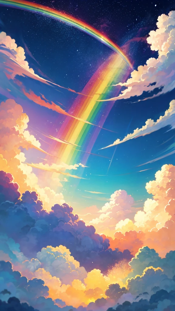 There is a rainbow in the sky,The background is a rainbow, Bright rainbow rain clouds, beautiful floating clouds. Japanese cartoons, rainbow background, Rainbow Ofanimu stills, Elegant rainbow rain clouds, Anime Cloud, colorful Japanese cartoons movie background, rainbow in the sky, Anime Sky, glowing sky paradise background, Japanese cartoons backgrounds, Rainbow clouds, paradise background, Japanese cartoons movie backgrounds