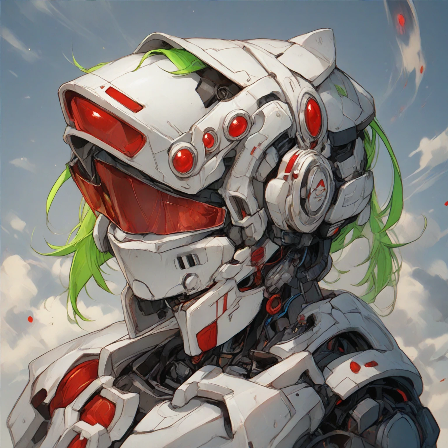The image depicts a Reploid character from the MegaMan X series. This Reploid, known as X or MegaMan X, features a sleek and powerful design with a predominantly blue and white color scheme, accented with red and green highlights. The character wears a helmet with a red jewel on the forehead and a blue visor covering the eyes. X's body armor is well-defined, emphasizing his robust and agile build. He has a large, futuristic cannon on his right arm, which is ready for action. His expression is determined and focused, signifying his readiness for battle and his role as a protector.
AI Art Prompt: Reploid robot, sleek blue and white armor, red and green accents, futuristic cannon arm, helmet with red jewel, determined expression, dynamic pose, powerful and agile build, protector and warrior.