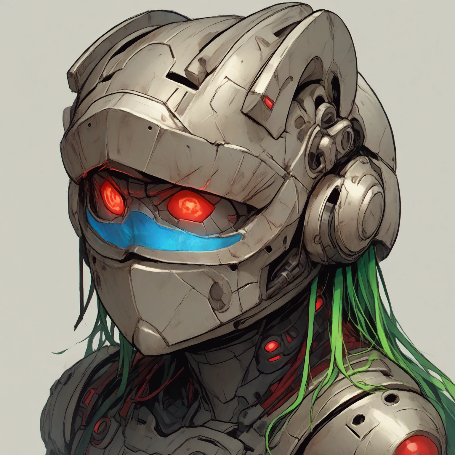 The image depicts a Reploid character from the MegaMan X series. This Reploid, known as X or MegaMan X, features a sleek and powerful design with a predominantly blue and white color scheme, accented with red and green highlights. The character wears a helmet with a red jewel on the forehead and a blue visor covering the eyes. X's body armor is well-defined, emphasizing his robust and agile build. He has a large, futuristic cannon on his right arm, which is ready for action. His expression is determined and focused, signifying his readiness for battle and his role as a protector.
AI Art Prompt: Reploid robot, sleek blue and white armor, red and green accents, futuristic cannon arm, helmet with red jewel, determined expression, dynamic pose, powerful and agile build, protector and warrior.