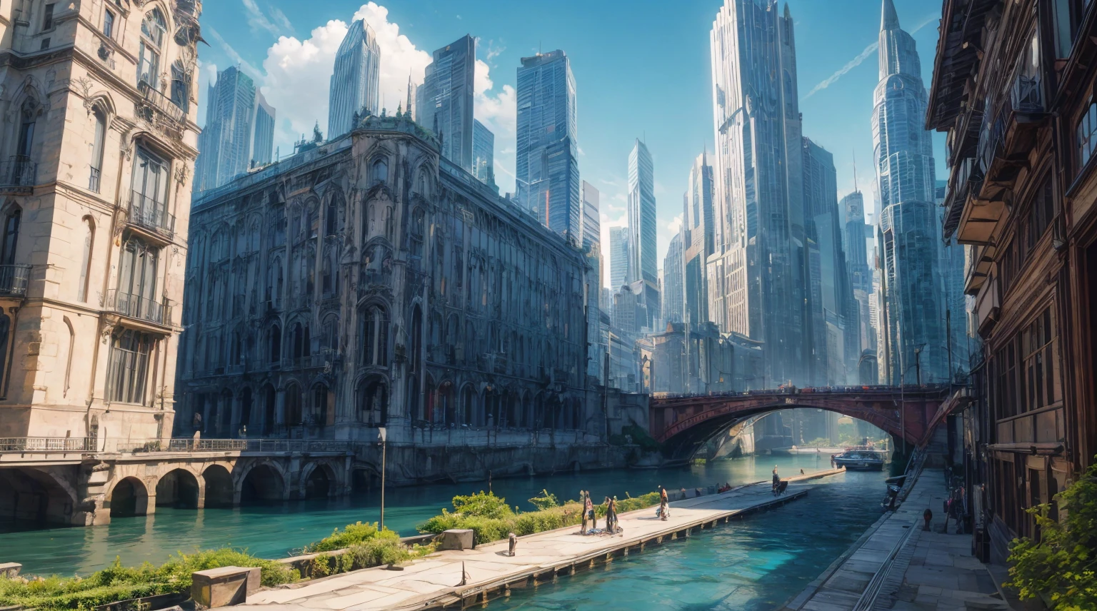 (best quality,4k,8k,highres,masterpiece:1.2),ultra-detailed,(realistic,photorealistic,photo-realistic:1.37),huge castles,skyscrapers floating in the sky,utopia,top quality fantasy,cyberpunk isekai,giants waterfall,mother nature,unimaginable,unbelievable,virtual reality,oasis of serenity,colorful neon lights,futuristic technology,vibrant cityscape,awe-inspiring architecture,unlimited possibilities,mesmerizing view,ethereal atmosphere,enchanting environment,majestic structures,thousands of feet high,sparkling clear water,breathtaking scenery,transcendent beauty,surreal landscape,architectural marvels,wonder of nature,harmony between man and nature,limitless imagination,urban paradise,dream-like setting,unrealistically magnificent,picture-perfect moments,serene tranquility,spellbinding aesthetic,awe-inducing skyline