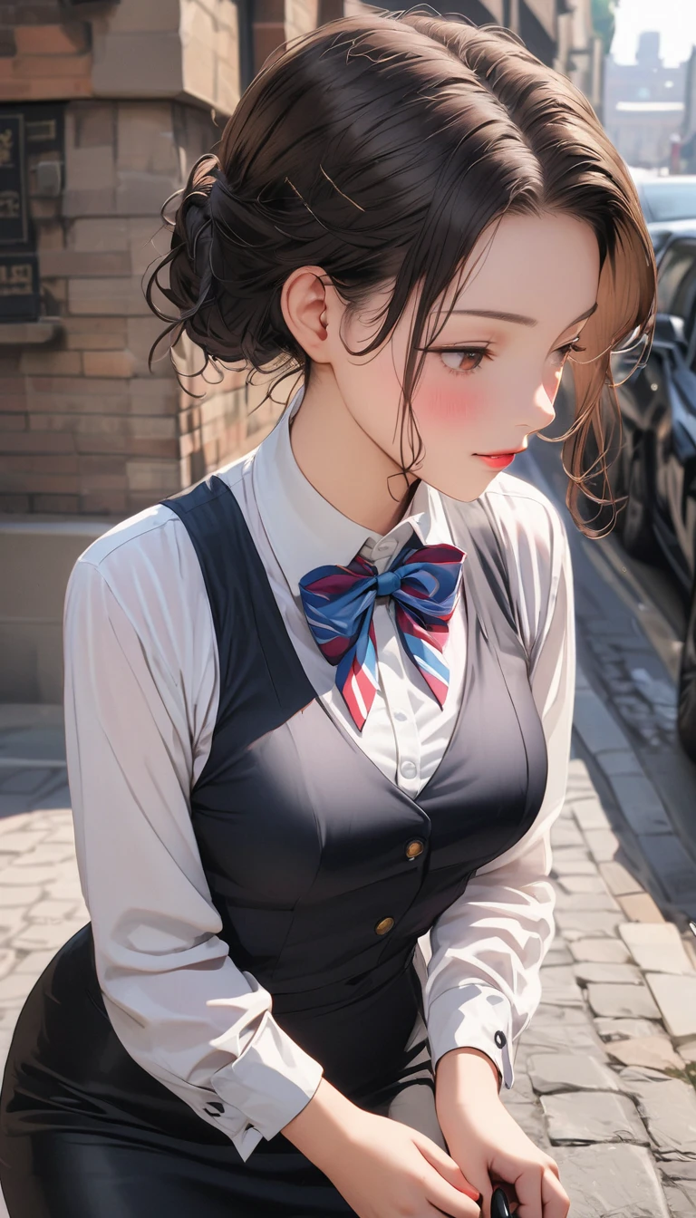 (Highest quality、masterpiece、High resolution、detailed), (Realistic skin texture:1.3), (detailedな目、Beautiful Face), One girl,, 3D Anime Real,, rtrophto1
break
//Fashion Vintage Chic,
Vintage chic costume with bow tie and suspenders, Start with a tailored vest or waistcoat in a classic color like black., Navy blue, or charcoal grey, Pair with high-waisted pants or a pencil skirt for a sophisticated silhouette.。, Pair a crisp white button-down shirt with a colorful bow tie、Your individuality stands out。,
break
Layer on a pair of matching suspenders for a stylish and functional touch, Complete the ensemble with polished oxfords or loafers.、Wear your hair in soft waves or a sleek updo。, This vintage-inspired costume、Perfect for theme parties and cosplay events。, break