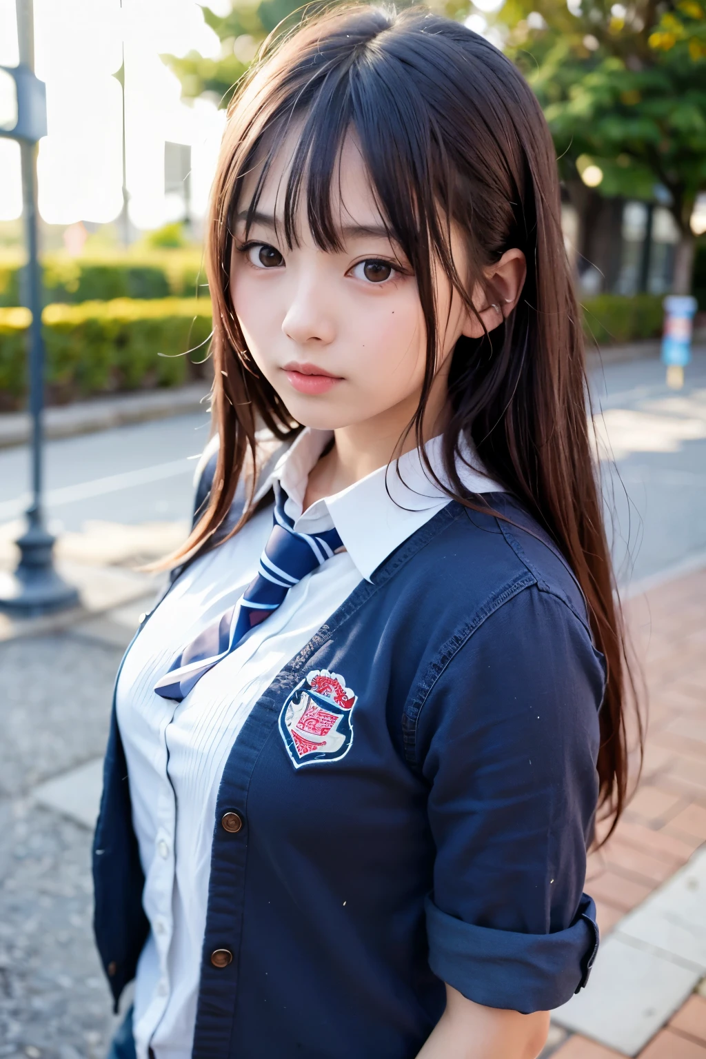 Highest quality, masterpiece, 1 girl, 12~14 years old, Beautiful Face, Realistic, Soft lighting, Bokeh,Student Uniform,sexy,whole body