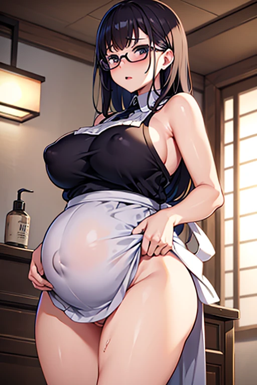 High resolution、masterpiece、detailed、Showa era anime、One woman、Mature woman wearing an apron、Obscene woman、Dirty crotch、Ahegao 、Heavy makeup、Breast milk spurting from nipples、Pregnant women、Crying while going crazy、Dirty used pussy、Smelly vaginal discharge、Big black nipples、Glasses、The whites of his eyes are trembling、Masturbating in the toilet