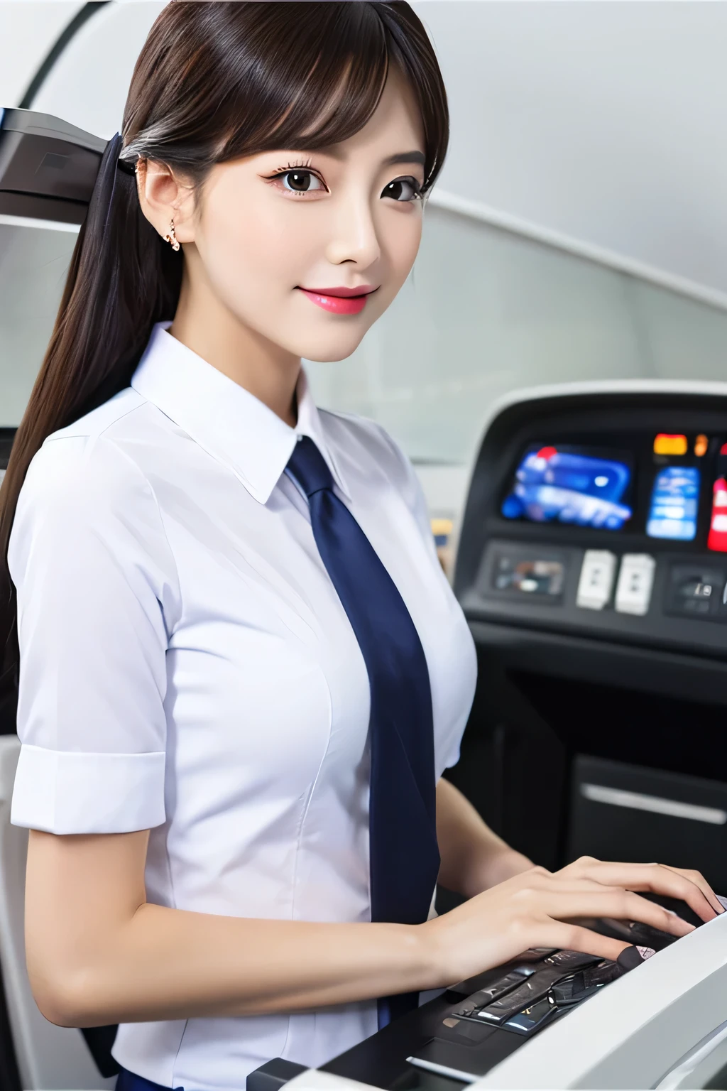 Masterpiece, best quality, perfect face ,white face,air hostess sexy girl